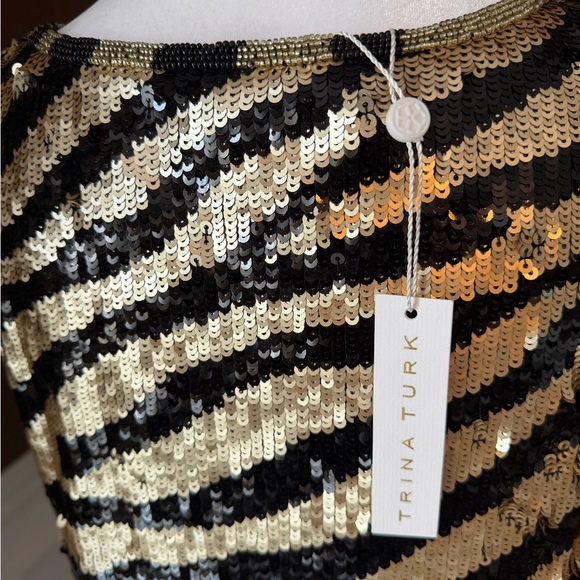 Trina Turk Black and Gold Sequin Mini Dress - Picture 7 of 12